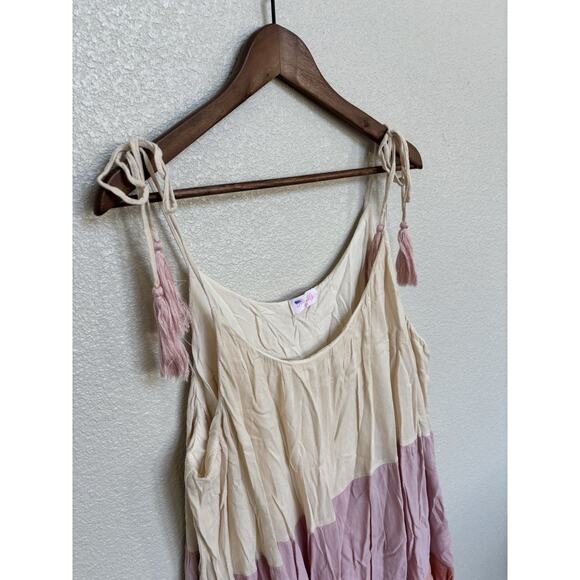 NEW Pink Lily Ombre Pink Tassle Mini Sun Dress XL Boho Sleeveless Flowy Beachy - Picture 3 of 7